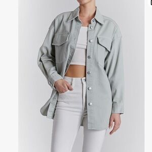 OAT NEW YORK WOMEN’S NWT LONG SLEEVE PASTEL MINT  BUTTON UP DENIM JACKET SZ XS